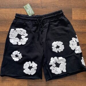Denim Tears Sweat Shorts Cotton Wreath Print‎ Black Casual Mens XL NWT